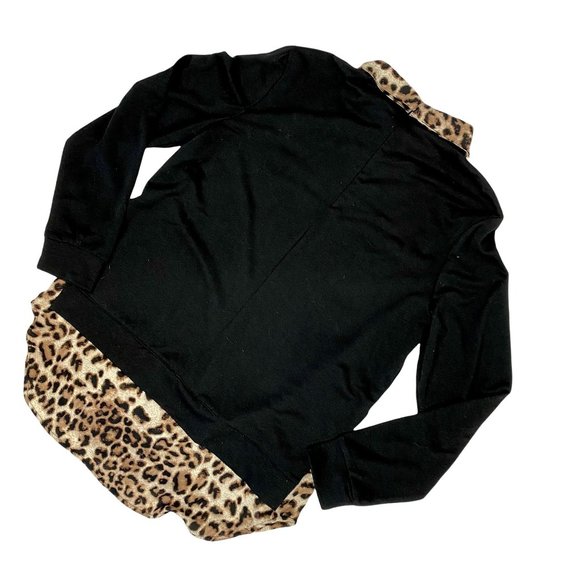 SHEIN Oversize Black & Leopard Print Collared Shirt - Size Large - Picture 3 of 4